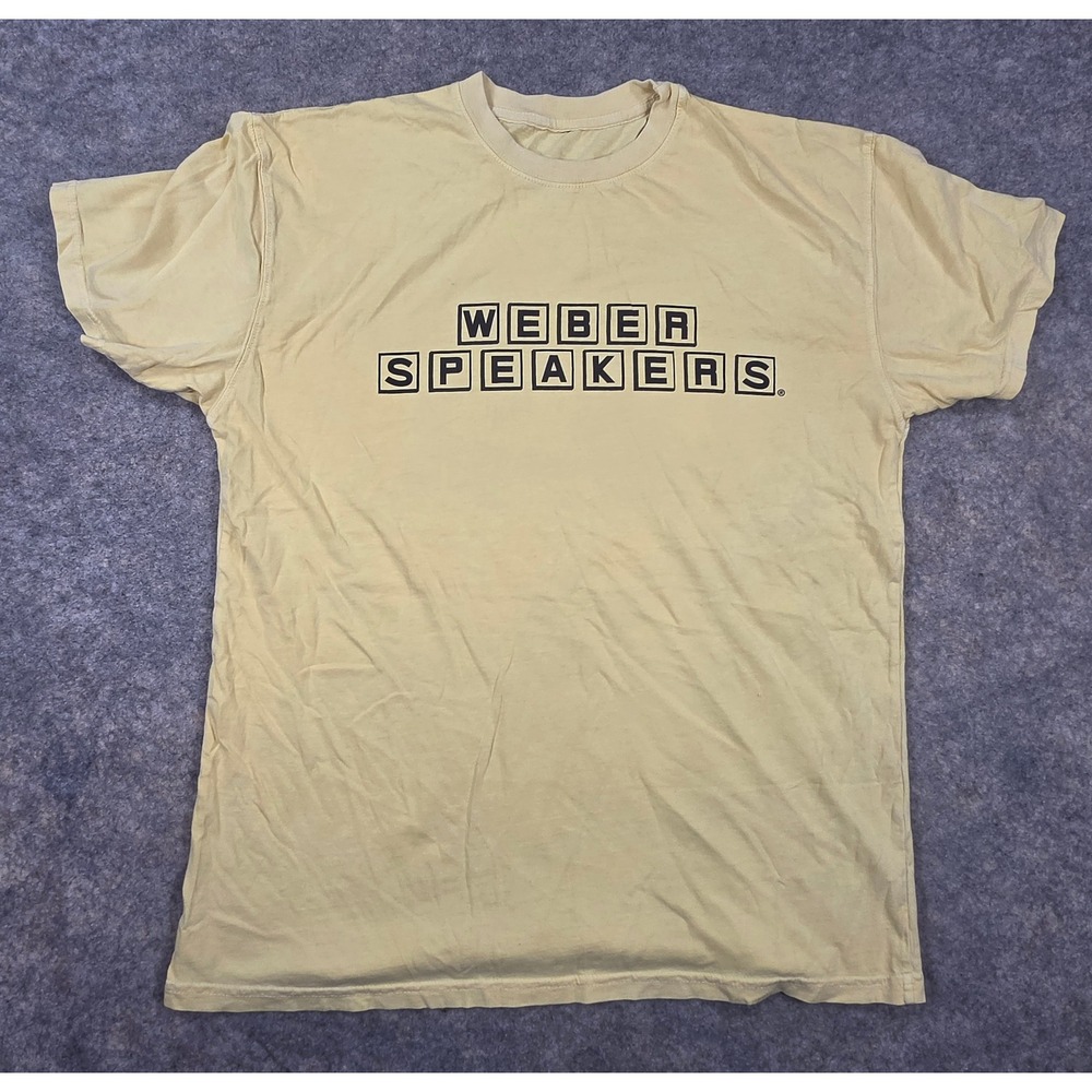 Weber Speakers Graphic T-Shirt Yellow Short Sleeve Crew Neck Mens Large
